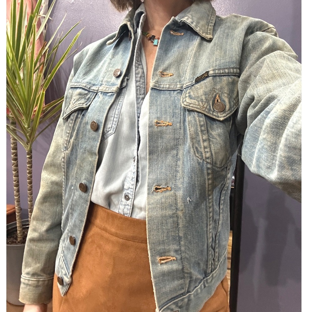 1970s Wrangler Range Jacket Denim Trucker No Hand Pockets Vintage Fade